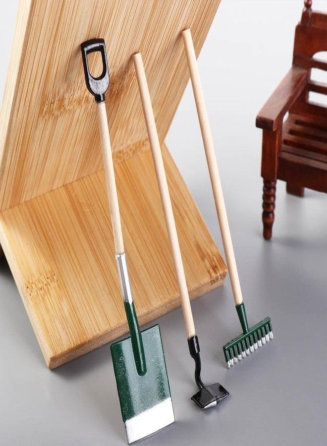 Labriciyon 3 Pcs Red Miniature Garden Tools 1:12 Mini Shovels and Rake Farm Tools Fairy Garden Dollhouse Accessories Furniture Toy Sets - Image 3